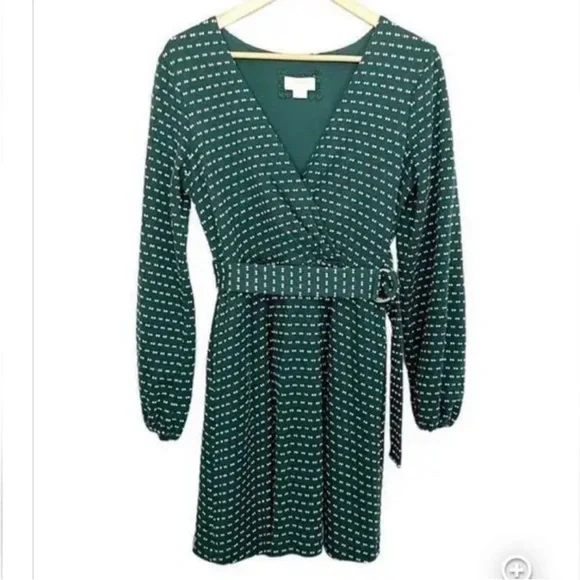 Maeve by Anthropologie ~ Malta green V-neck Lined Long Sleeve Dress | Sz Medium - Picture 12 of 12